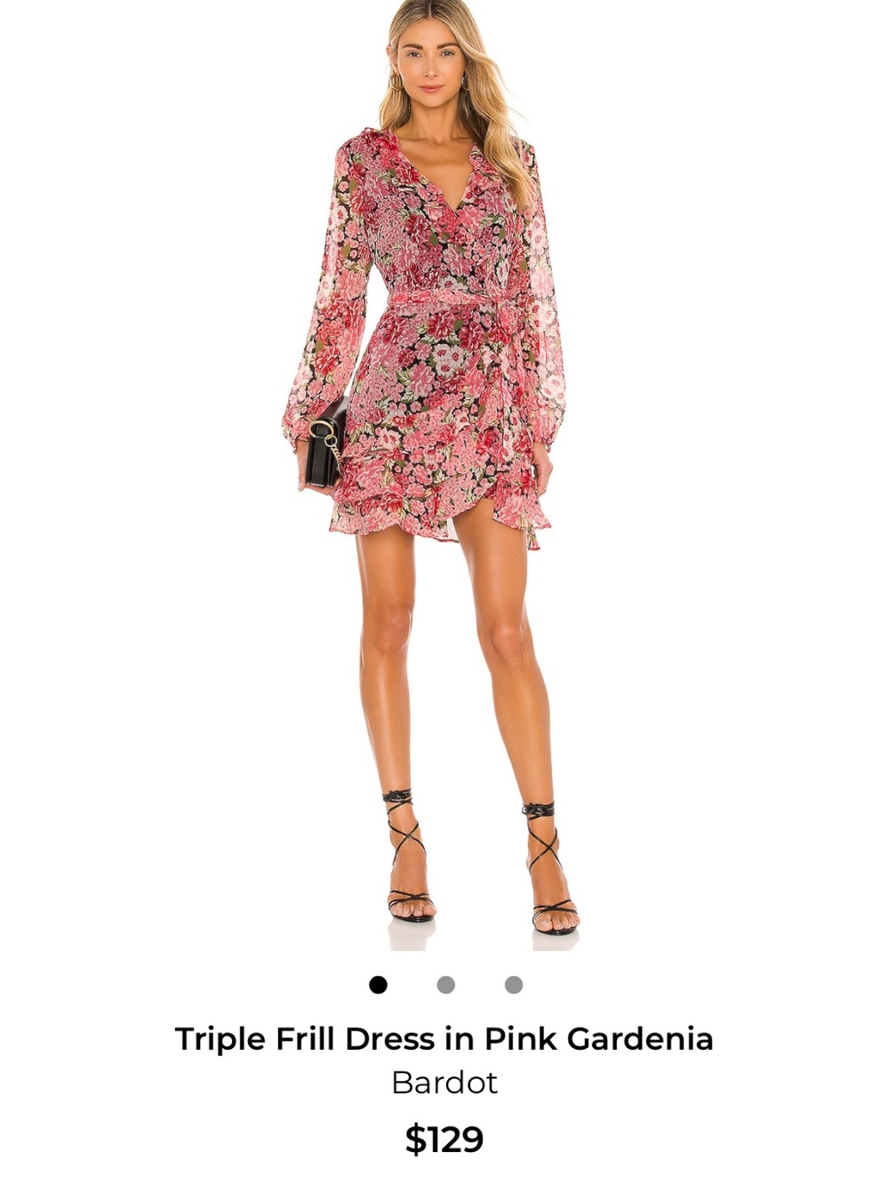 NWT Bardot Pink Gardenia Triple Frill Wrap Dress